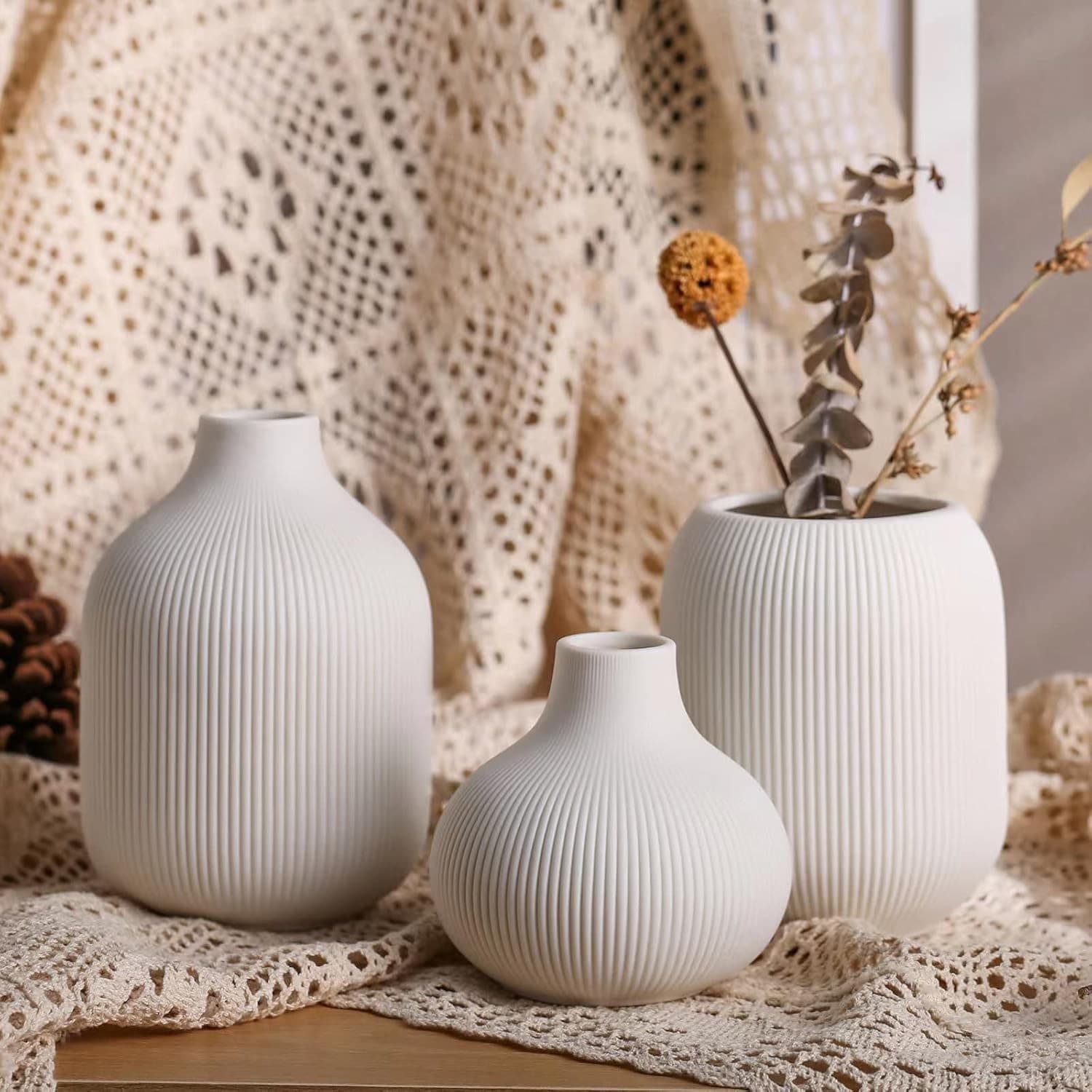 Ceramic Vase Set (Matte White)